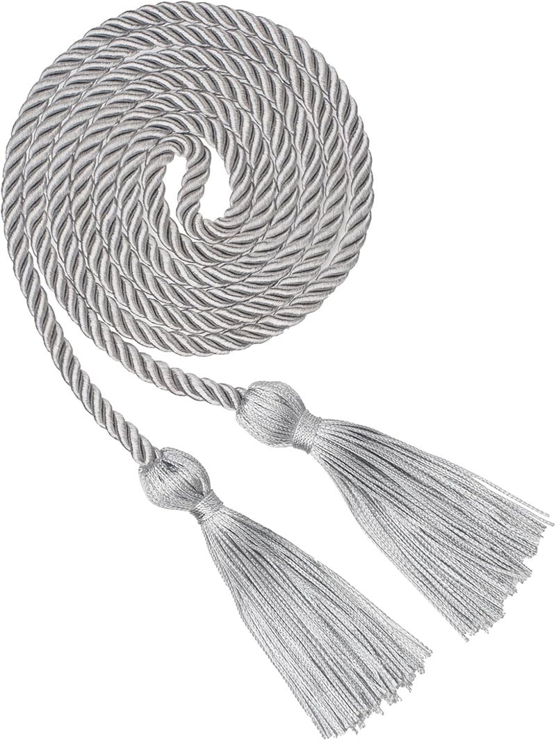 GHGMAO Silver Graduation Cord, Graduation Honor Cords for Class of 2025, Rayon Braided Grad Cord with Tassels, 68" Long Polyester Yarn Honor Ropes for Bachelor, Master, Doctoral - Image 1